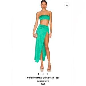 Superdown Karolyna Maxi Skirt Set in Teal size Medium